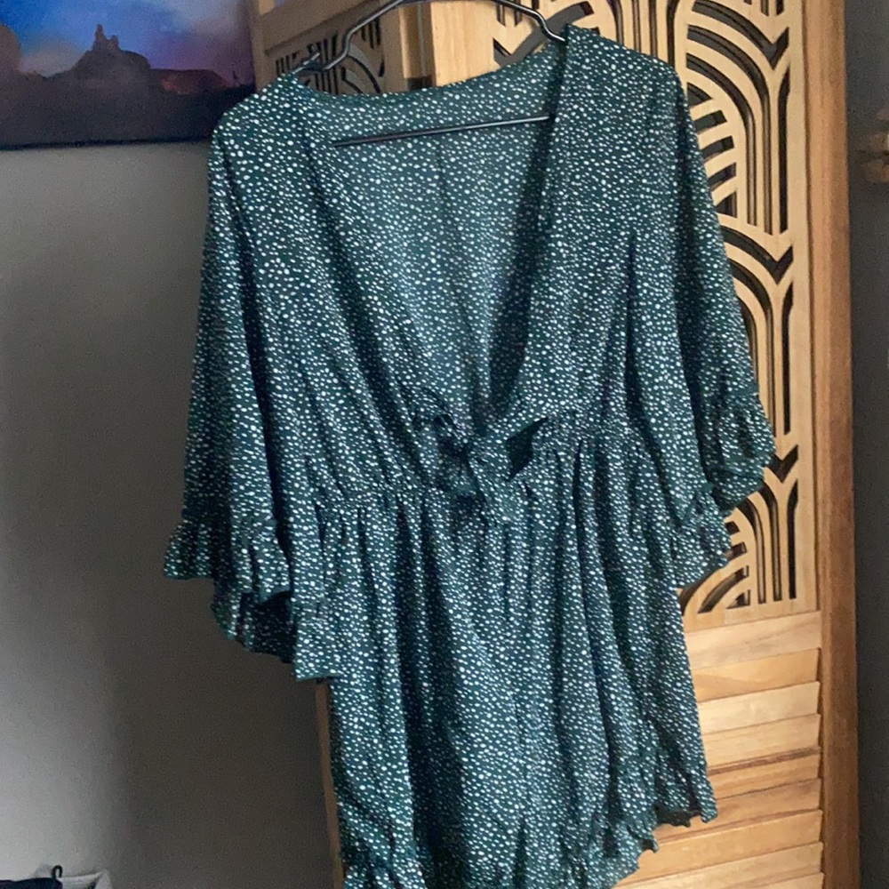 Green Polka Dot Romper - Picture 4 of 5
